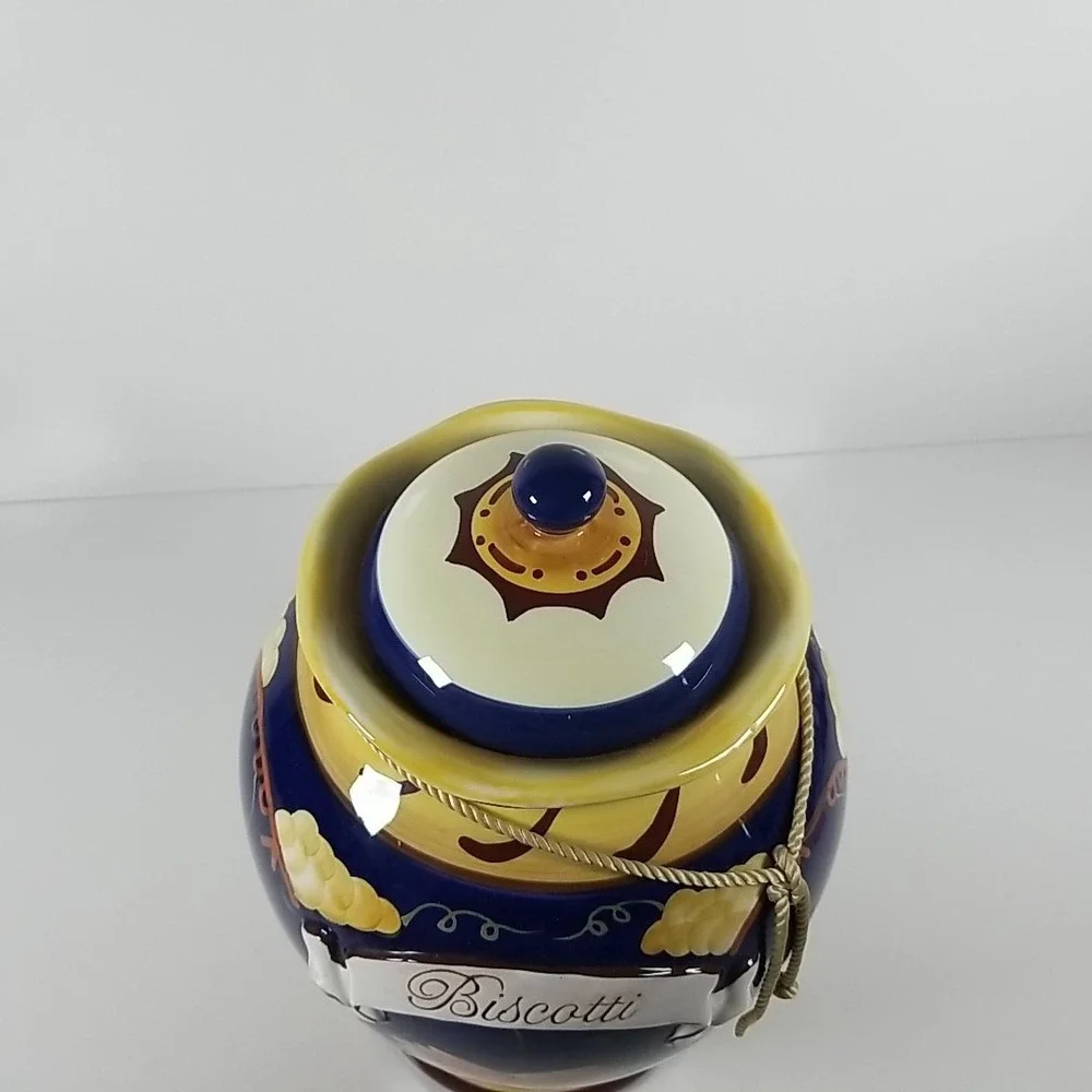Vintage Nonnis Biscotti Hand Painted Ceramic Tuscany Cookie Jar Grape Theme 3067